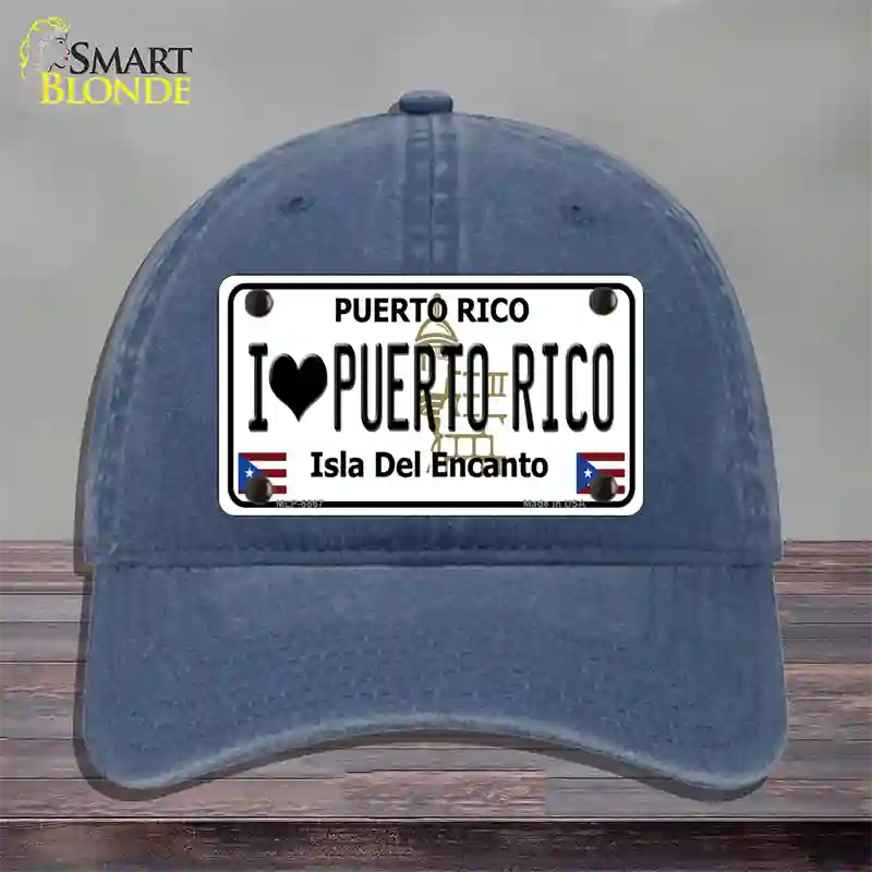 I Heart Puerto Rico Novelty License Plate Hat Unconstructed Cotton / Navy