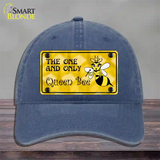 Queen Bee Yellow Novelty License Plate Hat Unconstructed Cotton / Navy