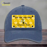 Queen Bee Honey Comb Novelty License Plate Hat Unconstructed Cotton / Navy