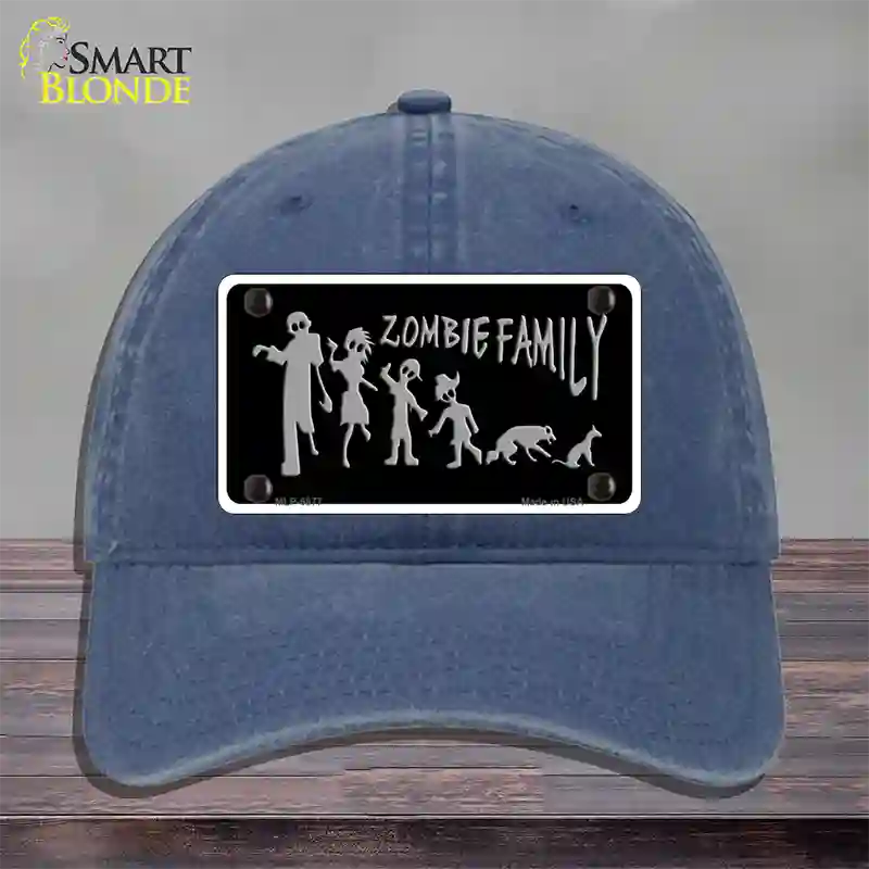 Zombie Family Black Novelty License Plate Hat Unconstructed Cotton / Navy