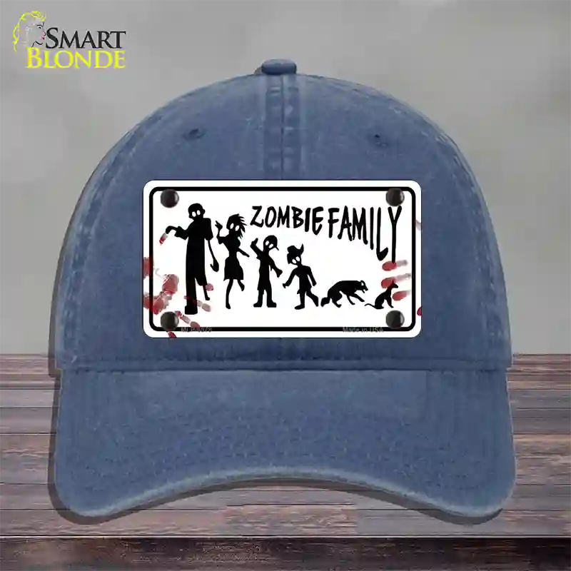 Zombie Family White Novelty License Plate Hat Unconstructed Cotton / Navy