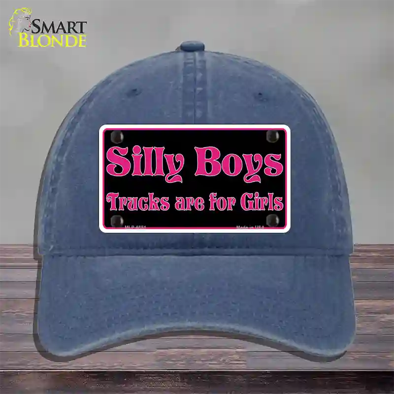 Silly Boys Trucks For Girls Novelty License Plate Hat Unconstructed Cotton / Navy