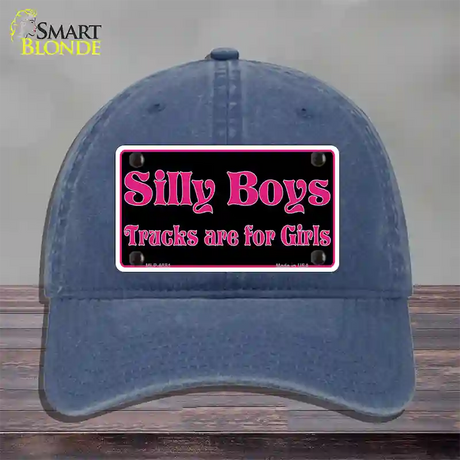 Silly Boys Trucks For Girls Novelty License Plate Hat Unconstructed Cotton / Navy