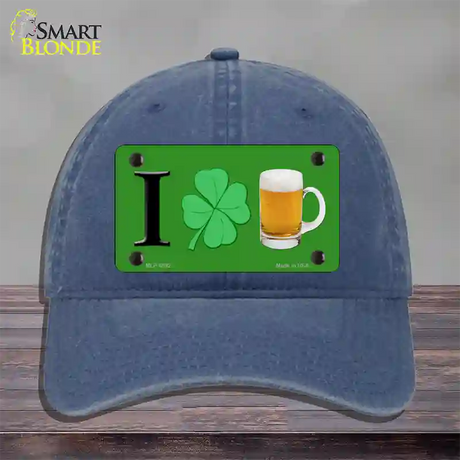 Shamrock Beer Novelty License Plate Hat Unconstructed Cotton / Navy