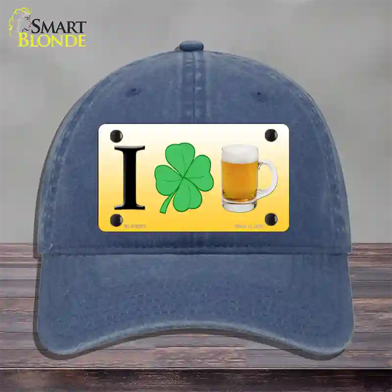 I Shamrock Beer Novelty License Plate Hat Unconstructed Cotton / Navy