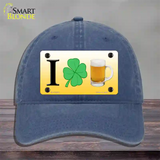 I Shamrock Beer Novelty License Plate Hat Unconstructed Cotton / Navy