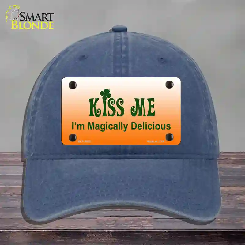 Kiss Me Novelty License Plate Hat Unconstructed Cotton / Navy