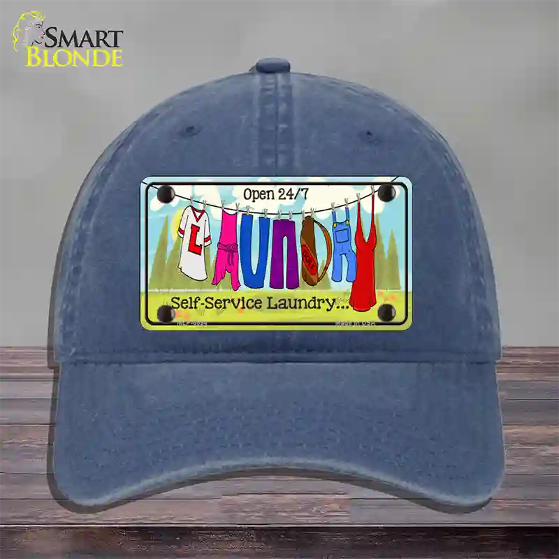 Laundry Self Service Novelty License Plate Hat Unconstructed Cotton / Navy