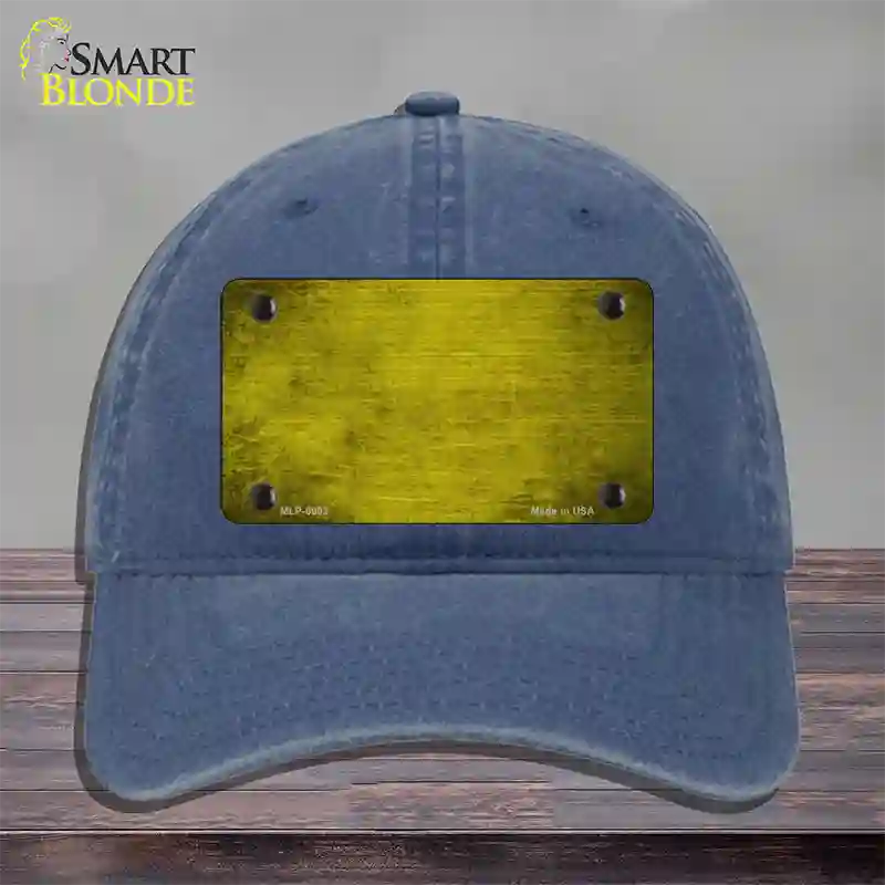 Yellow Oil Rubbed Solid Novelty License Plate Hat Unconstructed Cotton / Navy