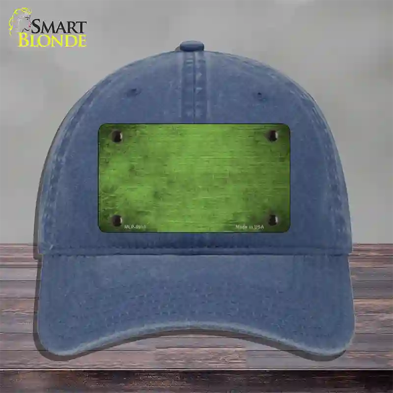 Lime Green Oil Rubbed Solid Novelty License Plate Hat Unconstructed Cotton / Navy