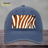 Orange White Zebra Oil Rubbed Novelty License Plate Hat Unconstructed Cotton / Navy