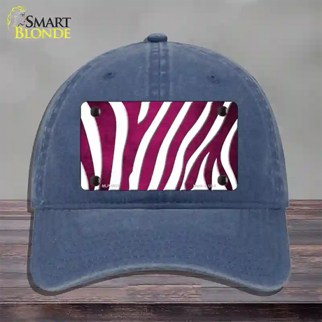 Pink White Zebra Oil Rubbed Novelty License Plate Hat Unconstructed Cotton / Navy