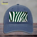 Green White Zebra Oil Rubbed Novelty License Plate Hat Unconstructed Cotton / Navy