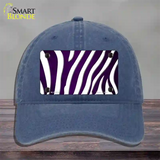 Purple White Zebra Oil Rubbed Novelty License Plate Hat Unconstructed Cotton / Navy