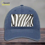 Tan White Zebra Oil Rubbed Novelty License Plate Hat Unconstructed Cotton / Navy