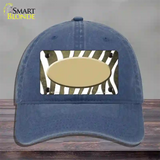 Gold White Zebra Oval Oil Rubbed Novelty License Plate Hat Unconstructed Cotton / Navy