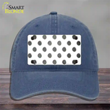 Gray White Dots Oil Rubbed Novelty License Plate Hat Unconstructed Cotton / Navy