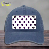 Purple White Dots Oil Rubbed Novelty License Plate Hat Unconstructed Cotton / Navy