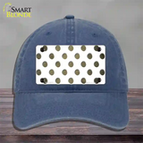 Gold White Dots Oil Rubbed Novelty License Plate Hat Unconstructed Cotton / Navy