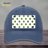 Lime Green White Dots Oil Rubbed Novelty License Plate Hat Unconstructed Cotton / Navy