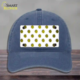 Yellow White Dots Oil Rubbed Novelty License Plate Hat Unconstructed Cotton / Navy