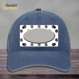 Gray White Dots Oval Oil Rubbed Novelty License Plate Hat Unconstructed Cotton / Navy