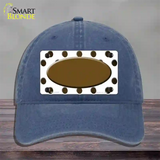 Brown White Dots Oval Oil Rubbed Novelty License Plate Hat Unconstructed Cotton / Navy