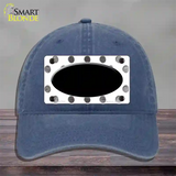 Black White Dots Oval Oil Rubbed Novelty License Plate Hat Unconstructed Cotton / Navy