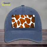 Orange White Giraffe Oil Rubbed Novelty License Plate Hat Unconstructed Cotton / Navy