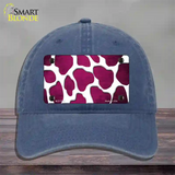 Pink White Giraffe Oil Rubbed Novelty License Plate Hat Unconstructed Cotton / Navy