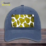 Yellow White Giraffe Oil Rubbed Novelty License Plate Hat Unconstructed Cotton / Navy