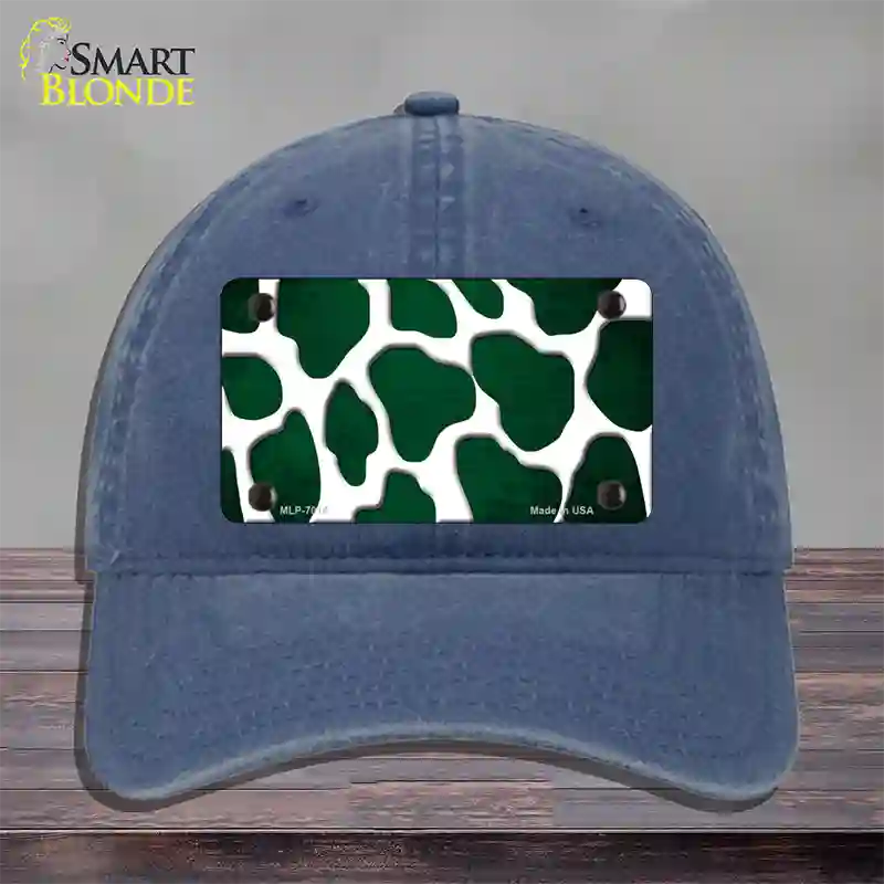 Green White Giraffe Oil Rubbed Novelty License Plate Hat Unconstructed Cotton / Navy