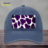 Purple White Giraffe Oil Rubbed Novelty License Plate Hat Unconstructed Cotton / Navy