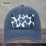 Light Blue White Giraffe Oil Rubbed Novelty License Plate Hat Unconstructed Cotton / Navy