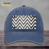 Gray White Chevron Oil Rubbed Novelty License Plate Hat Unconstructed Cotton / Navy