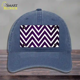 Purple White Chevron Oil Rubbed Novelty License Plate Hat Unconstructed Cotton / Navy