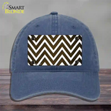 Brown White Chevron Oil Rubbed Novelty License Plate Hat Unconstructed Cotton / Navy