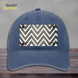 Tan White Chevron Oil Rubbed Novelty License Plate Hat Unconstructed Cotton / Navy