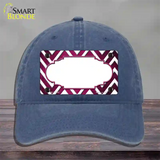 Pink White Chevron Scallop Oil Rubbed Novelty License Plate Hat Unconstructed Cotton / Navy