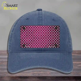 Pink White Quatrefoil Oil Rubbed Novelty License Plate Hat Unconstructed Cotton / Navy