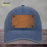 Orange White Quatrefoil Oil Rubbed Novelty License Plate Hat Unconstructed Cotton / Navy