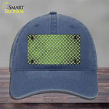 Lime Green White Quatrefoil Oil Rubbed Novelty License Plate Hat Unconstructed Cotton / Navy