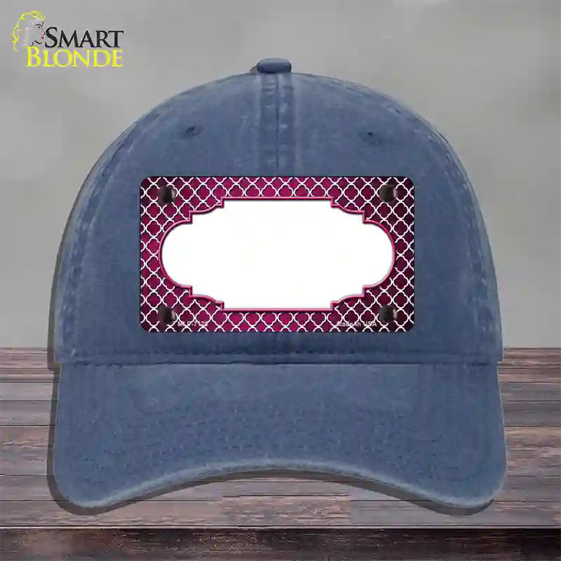 Pink White Quatrefoil Scallop Oil Rubbed Novelty License Plate Hat Unconstructed Cotton / Navy