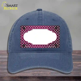 Pink White Quatrefoil Scallop Oil Rubbed Novelty License Plate Hat Unconstructed Cotton / Navy