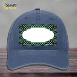 Green White Quatrefoil Scallop Oil Rubbed Novelty License Plate Hat Unconstructed Cotton / Navy