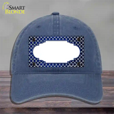 Blue White Quatrefoil Scallop Oil Rubbed Novelty License Plate Hat Unconstructed Cotton / Navy