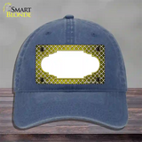 Yellow White Quatrefoil Scallop Oil Rubbed Novelty License Plate Hat Unconstructed Cotton / Navy