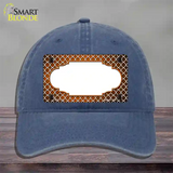 Orange White Quatrefoil Scallop Oil Rubbed Novelty License Plate Hat Unconstructed Cotton / Navy