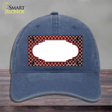 Red White Quatrefoil Scallop Oil Rubbed Novelty License Plate Hat Unconstructed Cotton / Navy