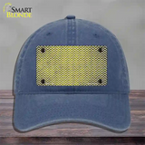 Yellow White Small Chevron Oil Rubbed Novelty License Plate Hat Unconstructed Cotton / Navy